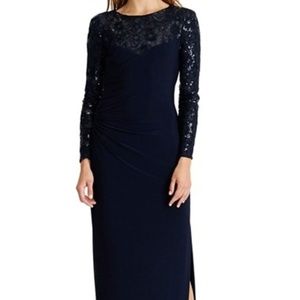 Ralph Lauren Sequin Mesh and Jersey Gown